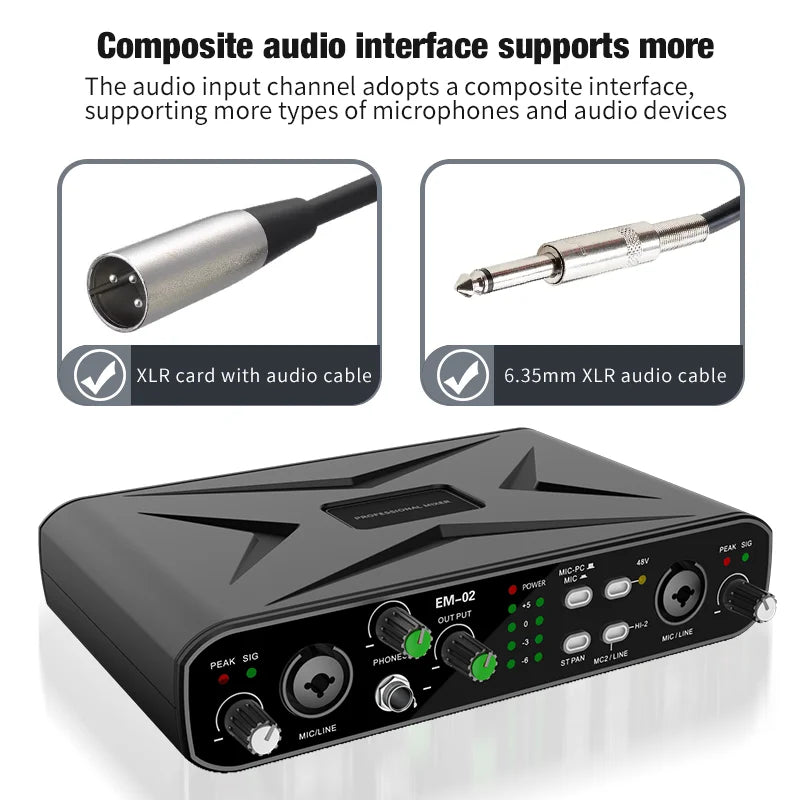 EM-02 USB Audio Interface met Microfoonvoorversterker