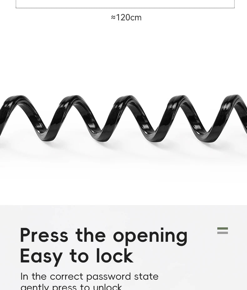 3-Digit Bicycle Cable Lock, 120cm Anti-Theft Lock