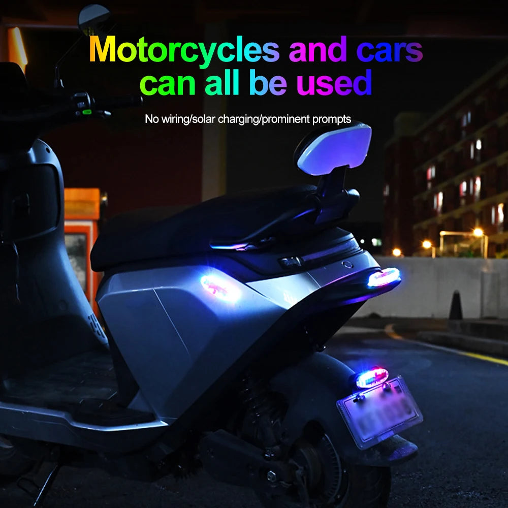Car Solar Charging-free Anti-rear Collision And Explosion-proof Safety Light Motorcycle Brake Tail Light Modified Flash Light 
