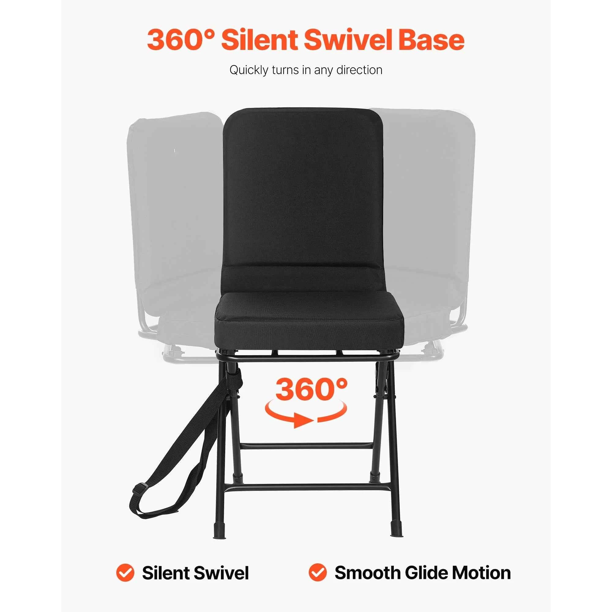 VEVOR Hunting Chair 360° Silent Swivel Foldable Lightweight Portable Blind Chair with Adjustable Shoulder Straps for Fishing