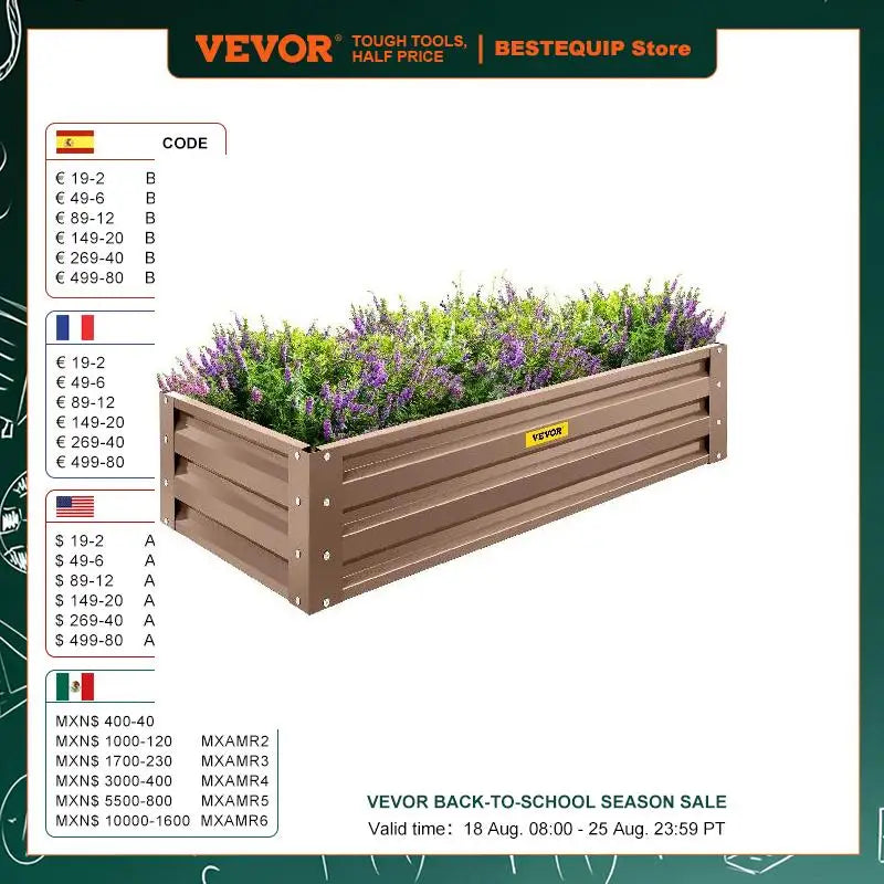 Caixa de Jardim Elevada em Aço Galvanizado VEVOR com Revestimento Anticorrosivo para Plantar Flores, Vegetais e Ervas Externas