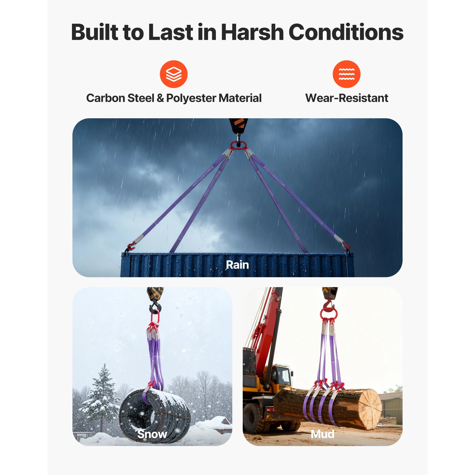 SucceBuy 5ft Lifting Sling Straps 4 Leg Polyester Bridle Sling with Hooks Rigging Strap Thickened Webbing Slings for Cranes