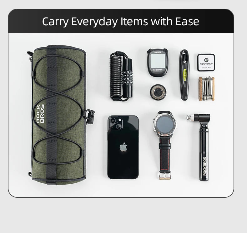 2L Bicycle Handlebar Bag with Shoulder Strap & 3-Point Mount