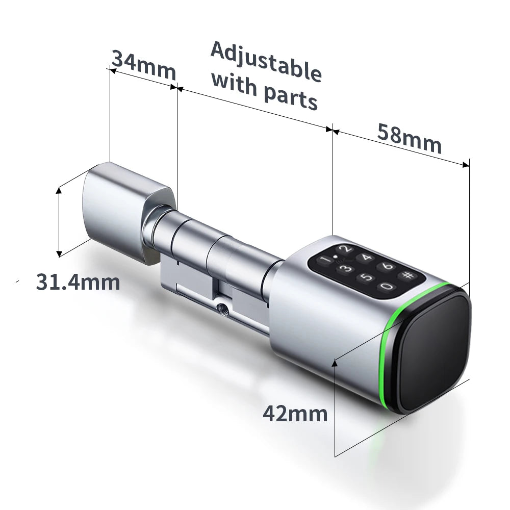 TTLock Smart Lock Cylinder with Keypad, APP Password IC Card Mechanical Key, Adjustable Euro Profile Door Lock