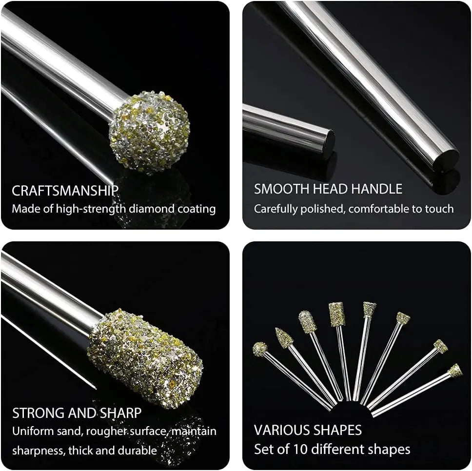 Twenty-Piece Diamond Burr Set for Rotary Tools