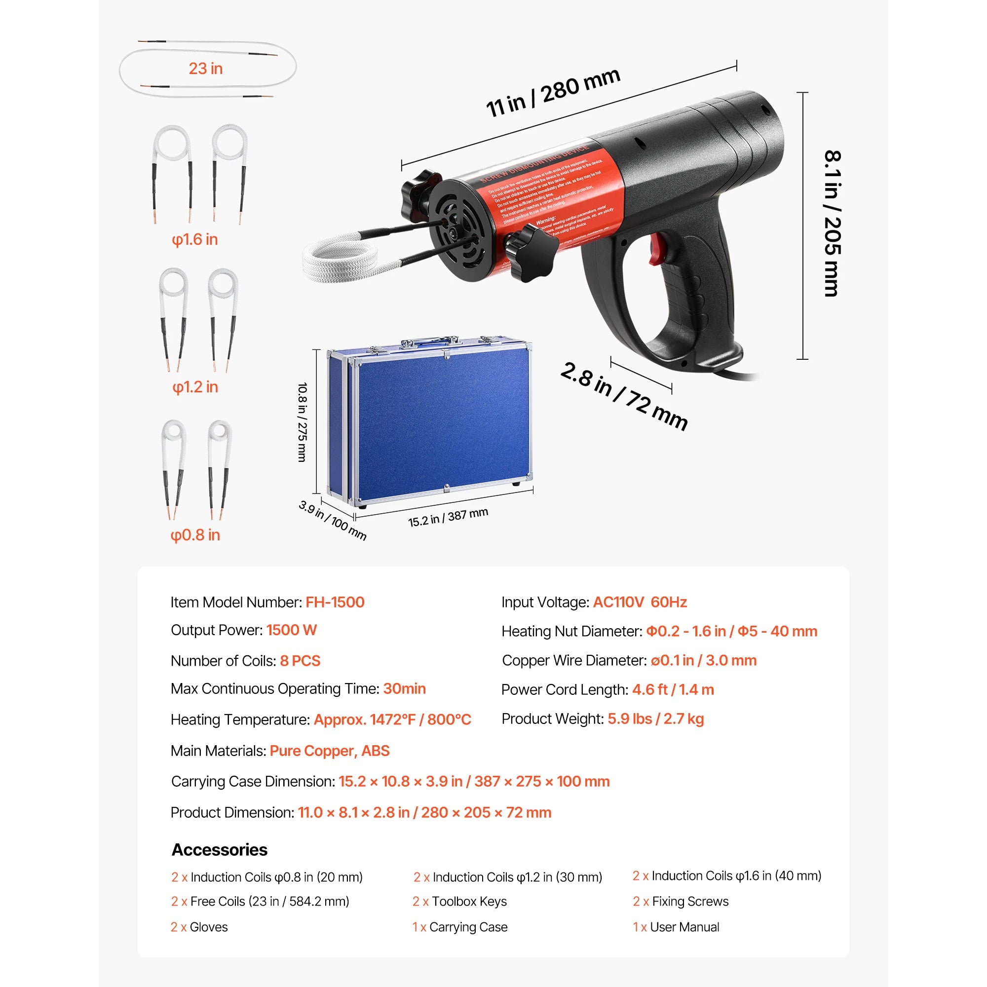 SucceBuy Induction Heater Bolt Removal Nut Buster Tool Mini Heating Machine for Rusty Screw Removing Car Garage Repairing Tools