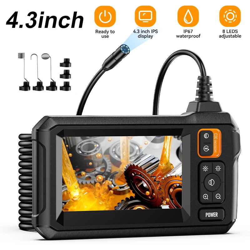Inspection Borescope with 4.3-Inch IPS Screen and Dual Lens