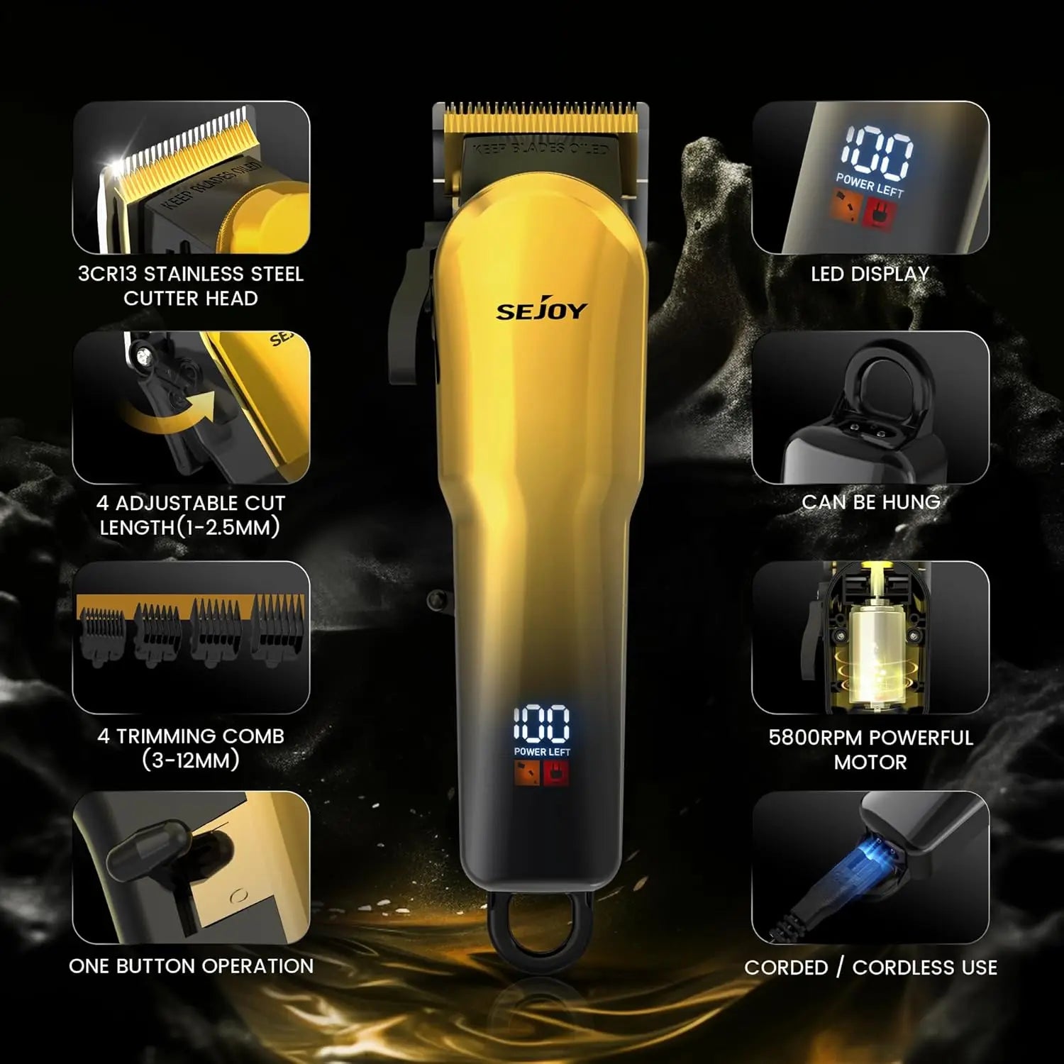 Hair Clippers for Men – Cordless Professional Grooming Kit