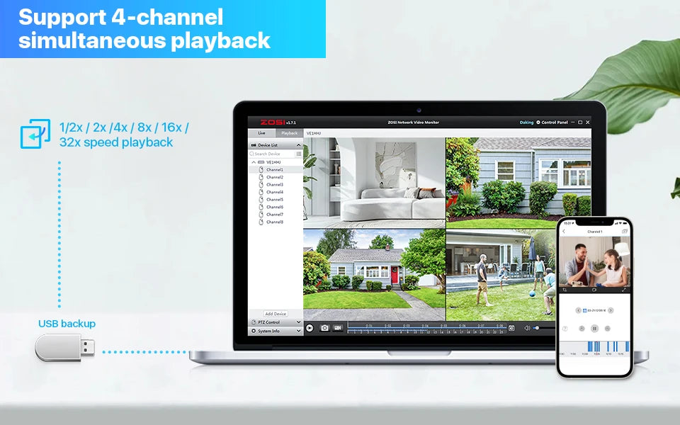 ZOSI 8CH 4K PoE Security Camera System with AI Detection