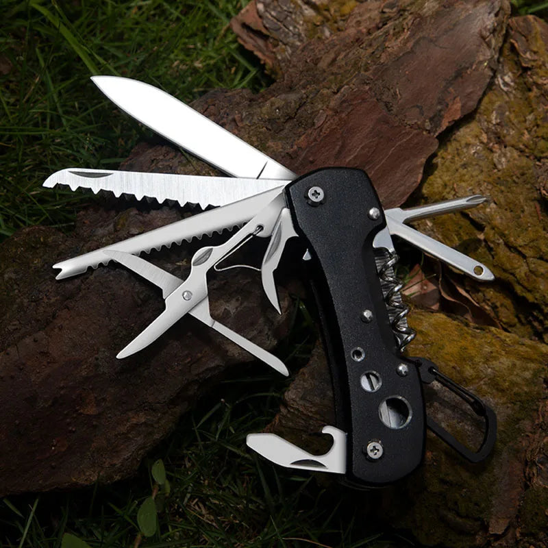 Outdoor Multitool Folding Swiss Knife Camp EDC Knife Portable Scissors Bottle Opener Military Fold Pocket Knife Protect Tool 