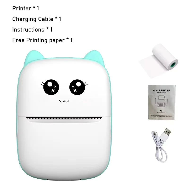 Portable thermal printer mini cat print photo pocket thermal label printer 58mm printing wireless Bluetooth Android iOS printers 