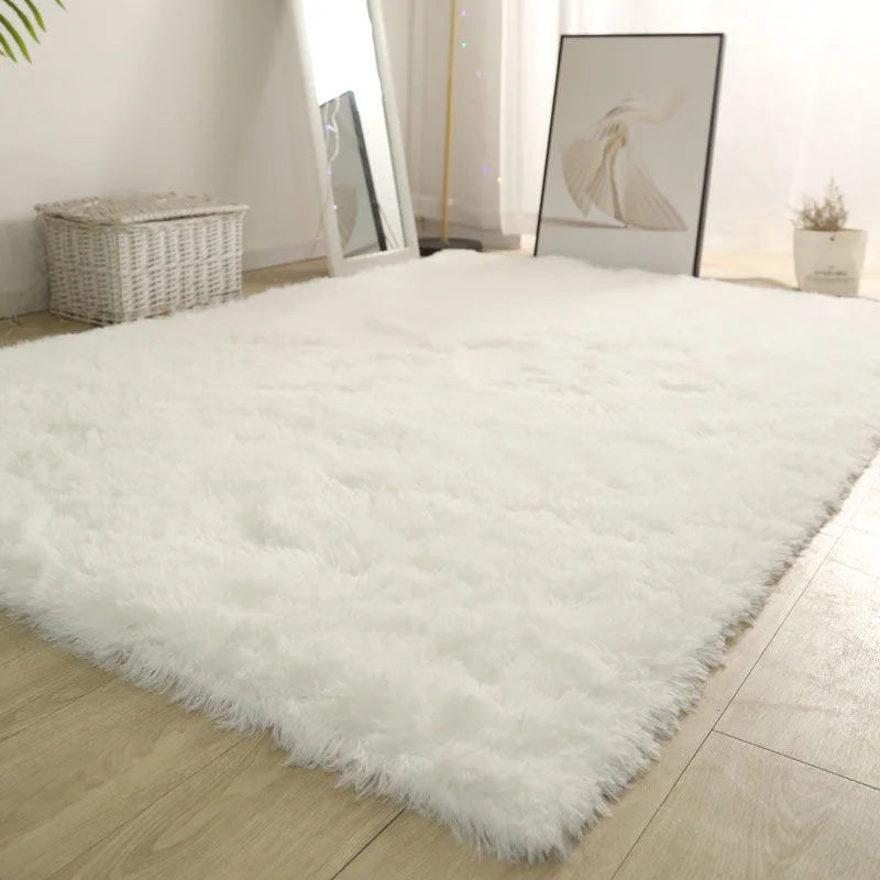White Fluffy Hall Carpet Modern Living Room Bedroom Home Decor Large Mats Thickened Non-Slip Girl Children's Room Pink Furry Rug 