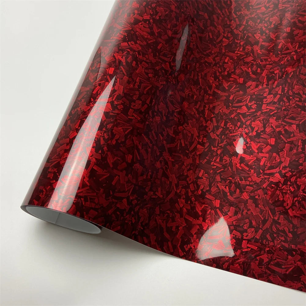 Vinil Autocolante de Fibra de Carbono Forjada a Laser Brilhante, Filme de Carbono Brilhante à Prova de Água para Decalque Automóvel