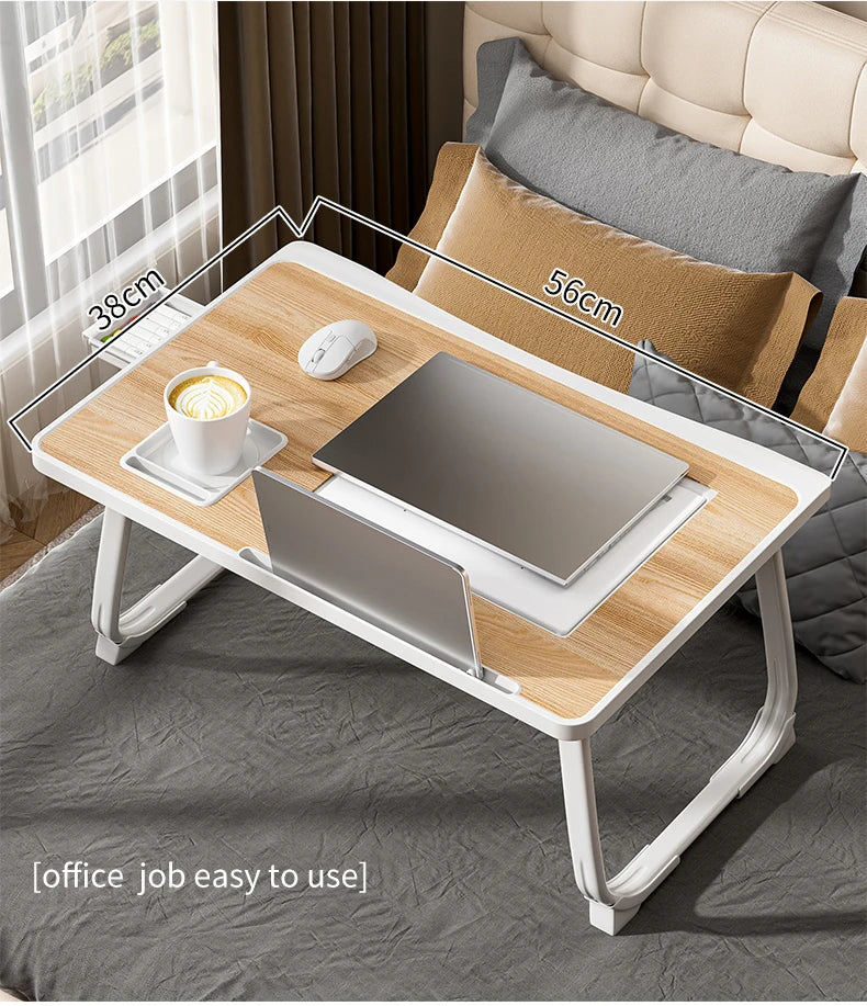 Foldable Laptop Desk with Drawers – Adjustable Reading & Bed Tray