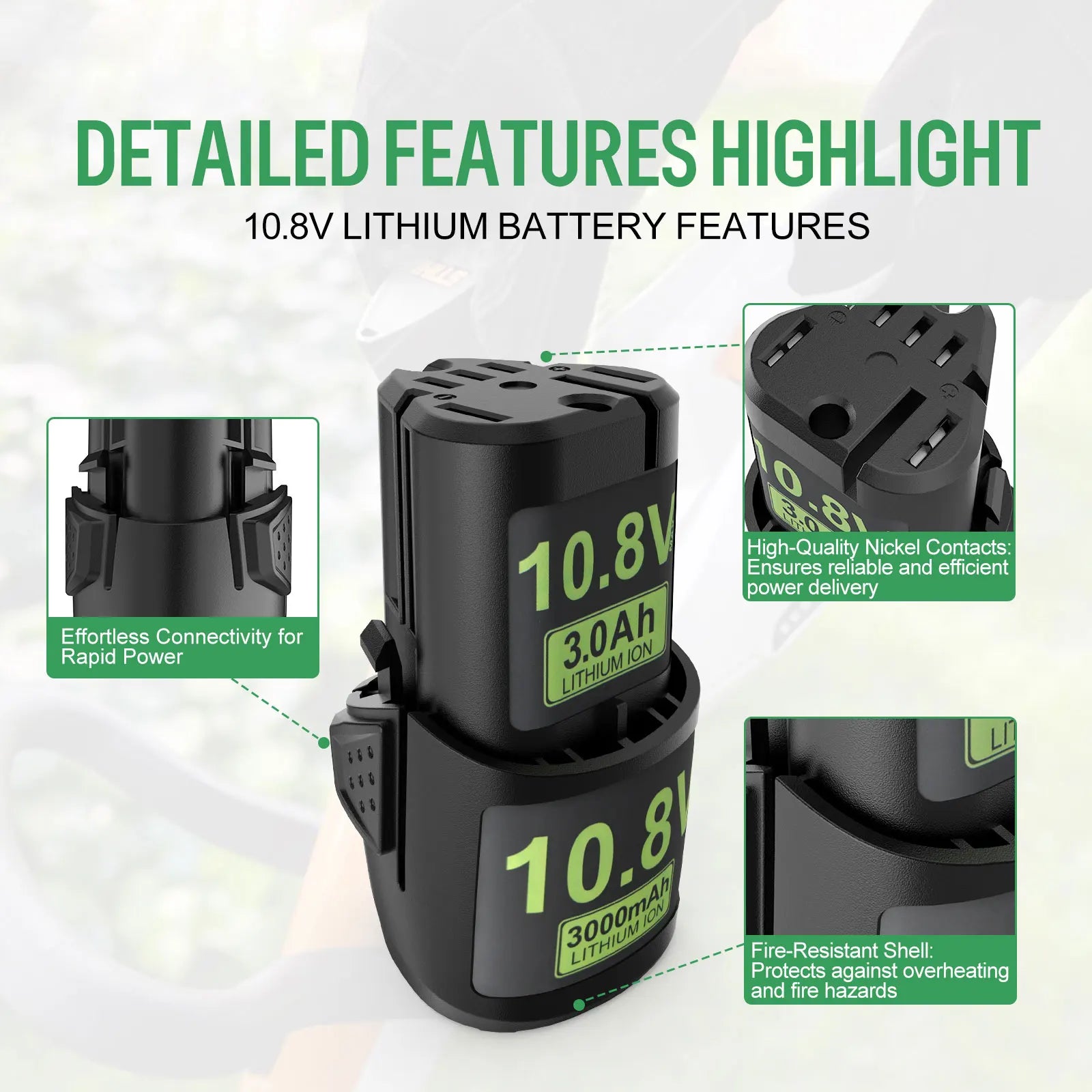 10.8V 3000mAh Battery for STIHL GTA 26, SEA 20, HSA 26, AS2 Tools