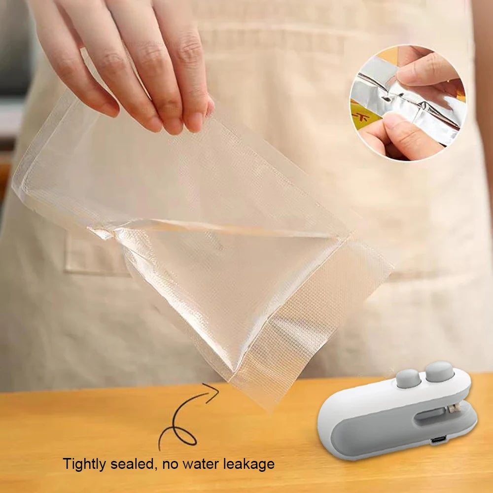 Handheld Bag Sealer Mini Heat Vacuum Food Sealer with Cutter and Magnet 2 in 1 Bag Sealer for Plastic Bags Snacks Food Storage 