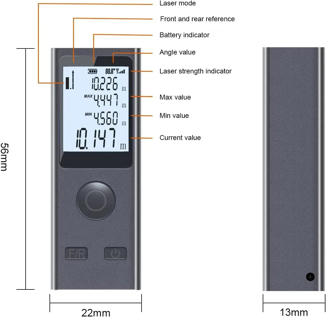 Rechargeable Mini Laser Distance Meter, 30/40/50m