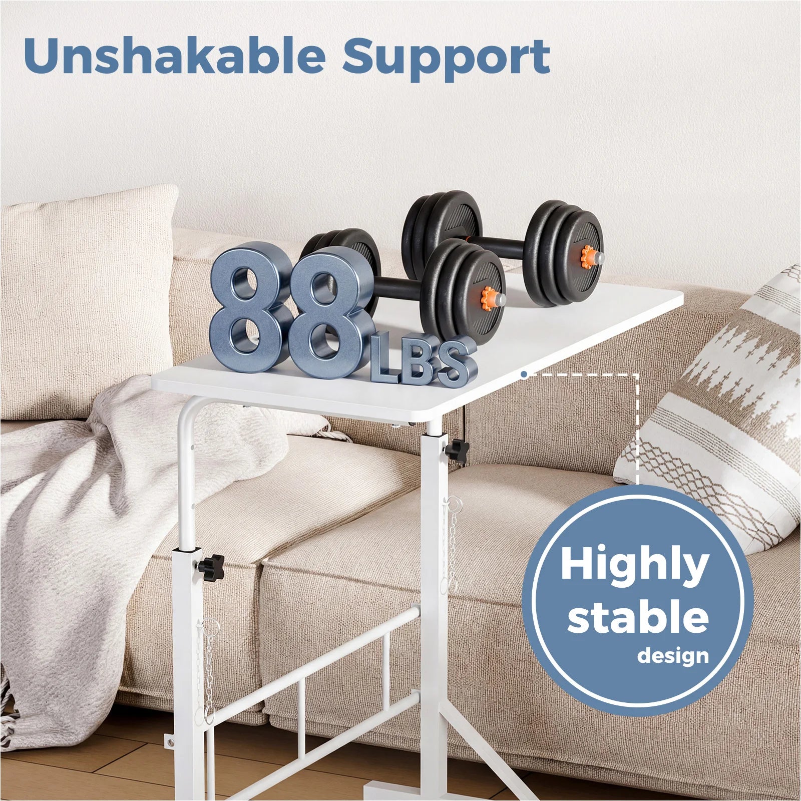 Adjustable Mobile Standing Desk with Locking Wheels for Home Office