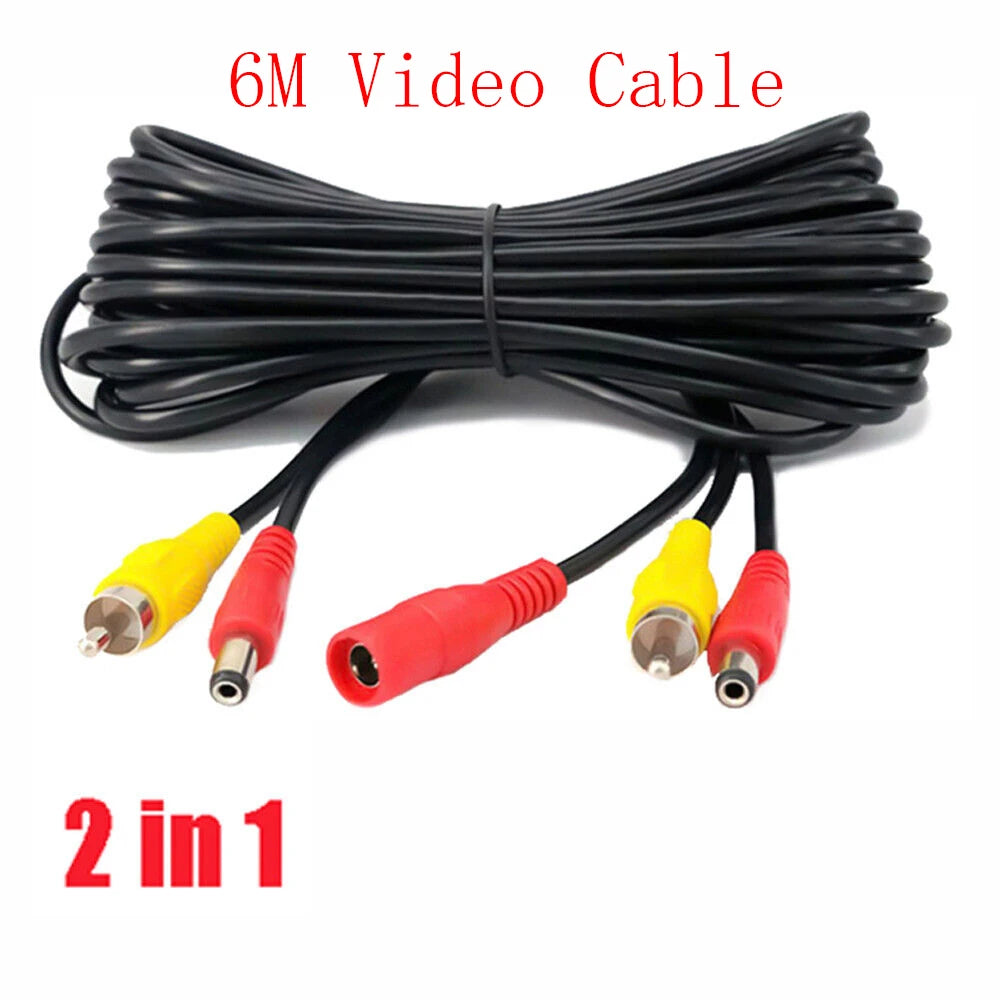 Cable de extensión RCA para vídeo de coche de 6 M/10M/15M, 2 en 1, para cámara de reversa
