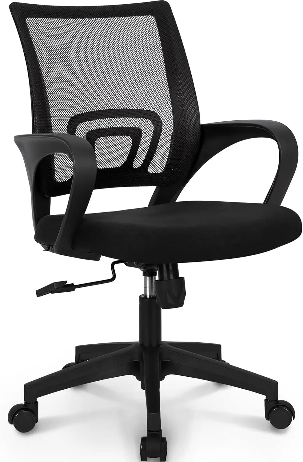 Black Mesh Office Chair with Lumbar Support, Swivel & Adjustable Height