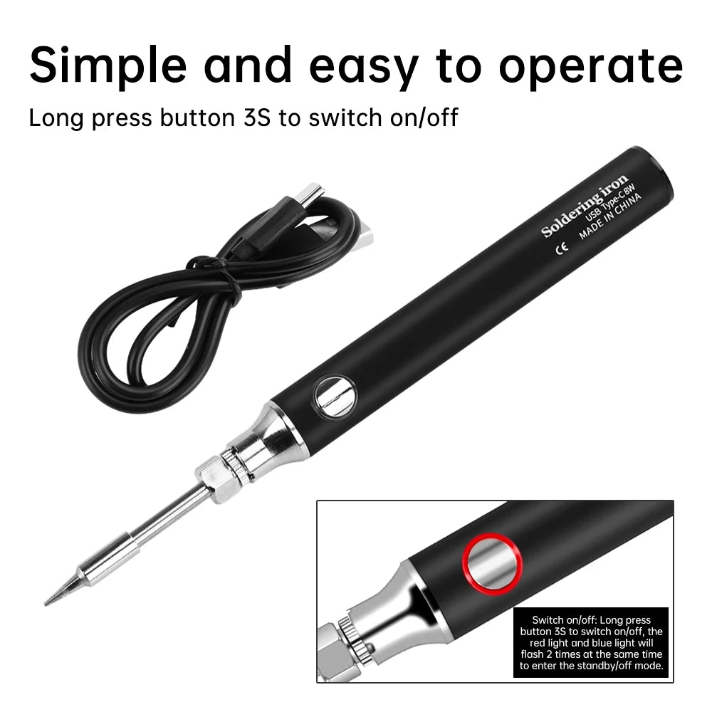 USB-C Mini Soldering Iron with Three Heat Settings