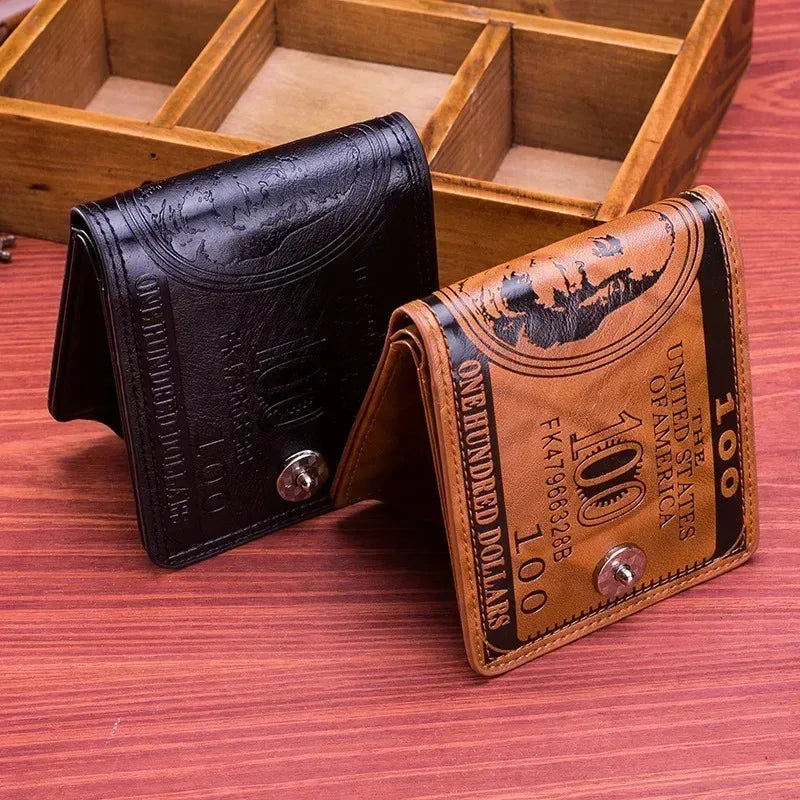 Men's Wallets with 100 US Dollar Pattern Hasp Male Leather Wallet with Zipper Card Holder Coin Pocket Purse cartera hombre 