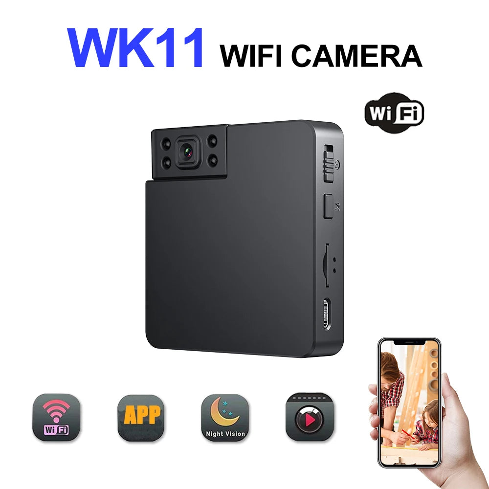 Mini WiFi biztonsági kamera éjjellátóval és mozgásérzékelővel