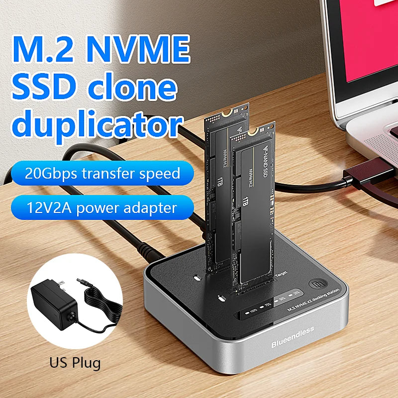 SD08 Dual-Bay M.2 NVMe SSD Dock and Cloner