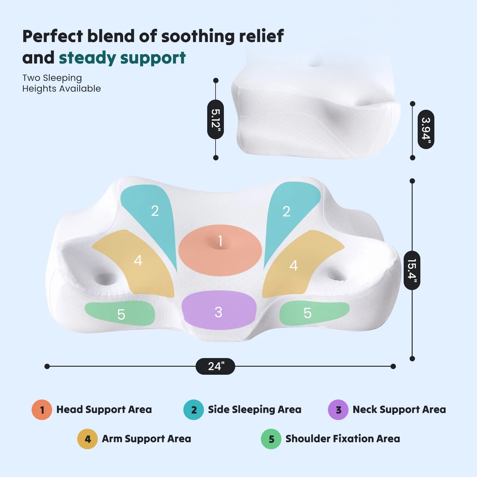 Ergonomic Memory Foam Cervical Neck Pillow with Cooling Case