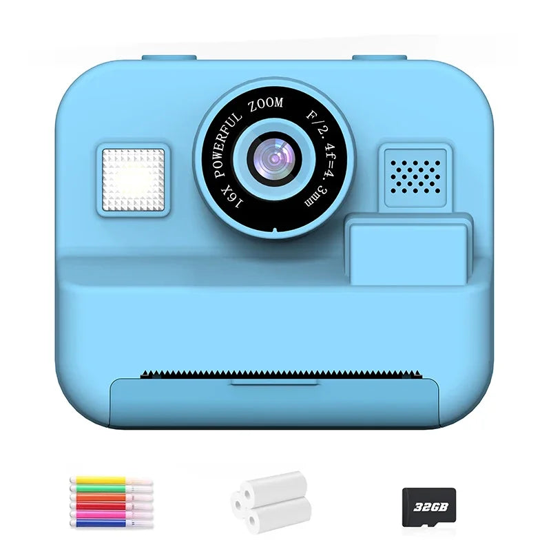 Educational Thermal Instant Print Camera with 32GB Card, 1080P Mini Digital Video Camera for Kids
