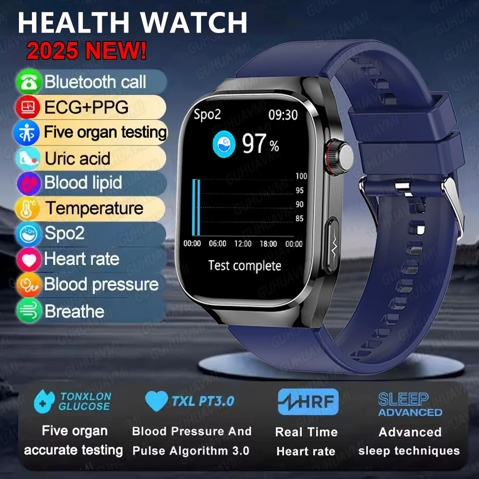 2025New Micro Physical Examination Smart Watch For Men Uric Acid Body Fat Five Organ Health Watches Bluetooth Call SmartBracelet 