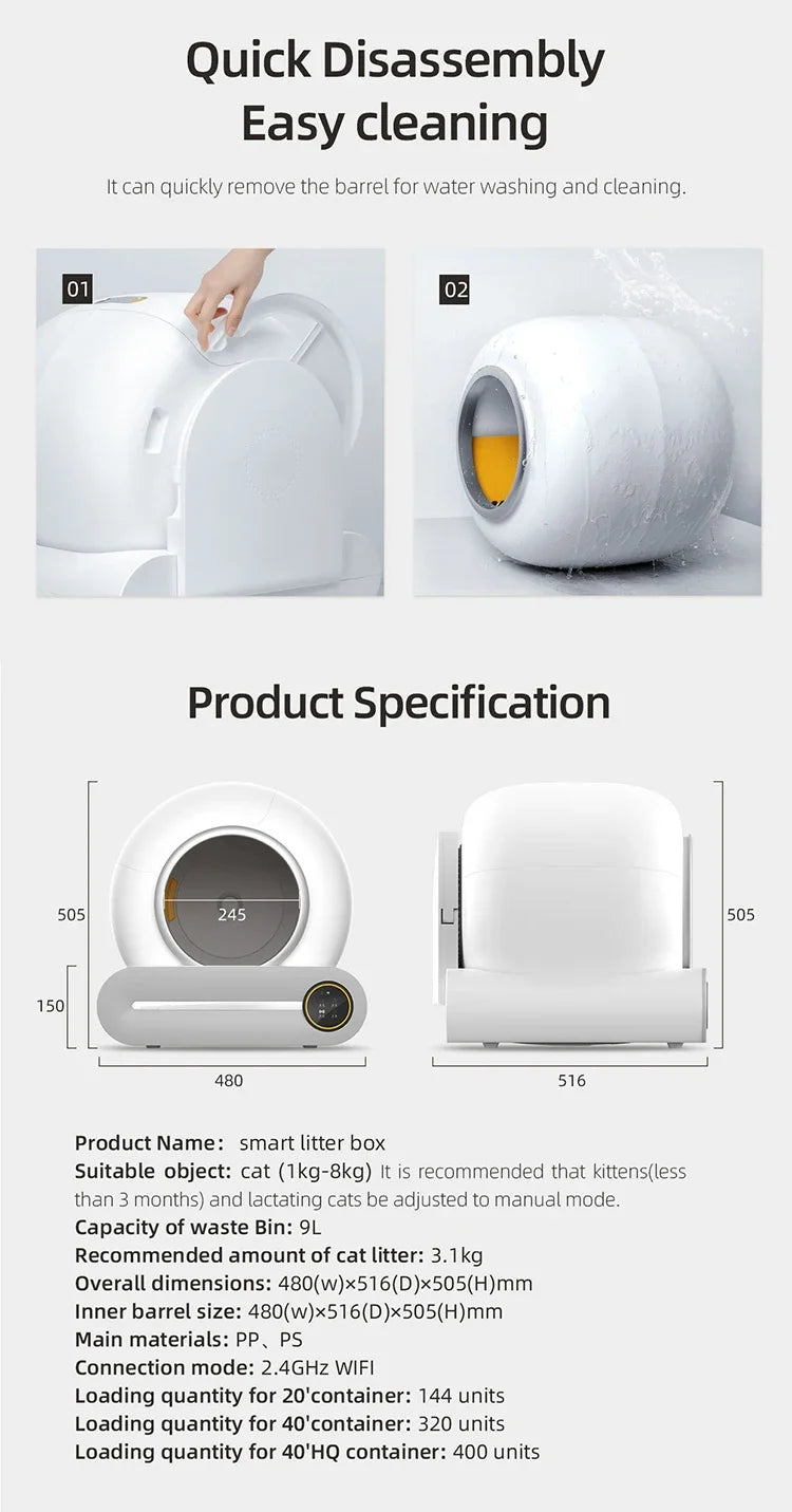 Розумний автоматичний лоток для котячого туалету з керуванням через додаток