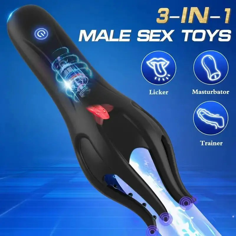 Tongue Licking Male Fully Automatic Penis Trainer Exercise Device Multi Frequency Vibration Adult Masturbation Erotic Toy 