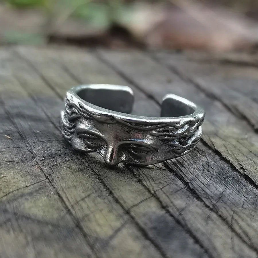 Creative Venus Half Mask Ring For Men Vintage Carving Opening Adjustable Ring Fashion Jewelry Gifts 