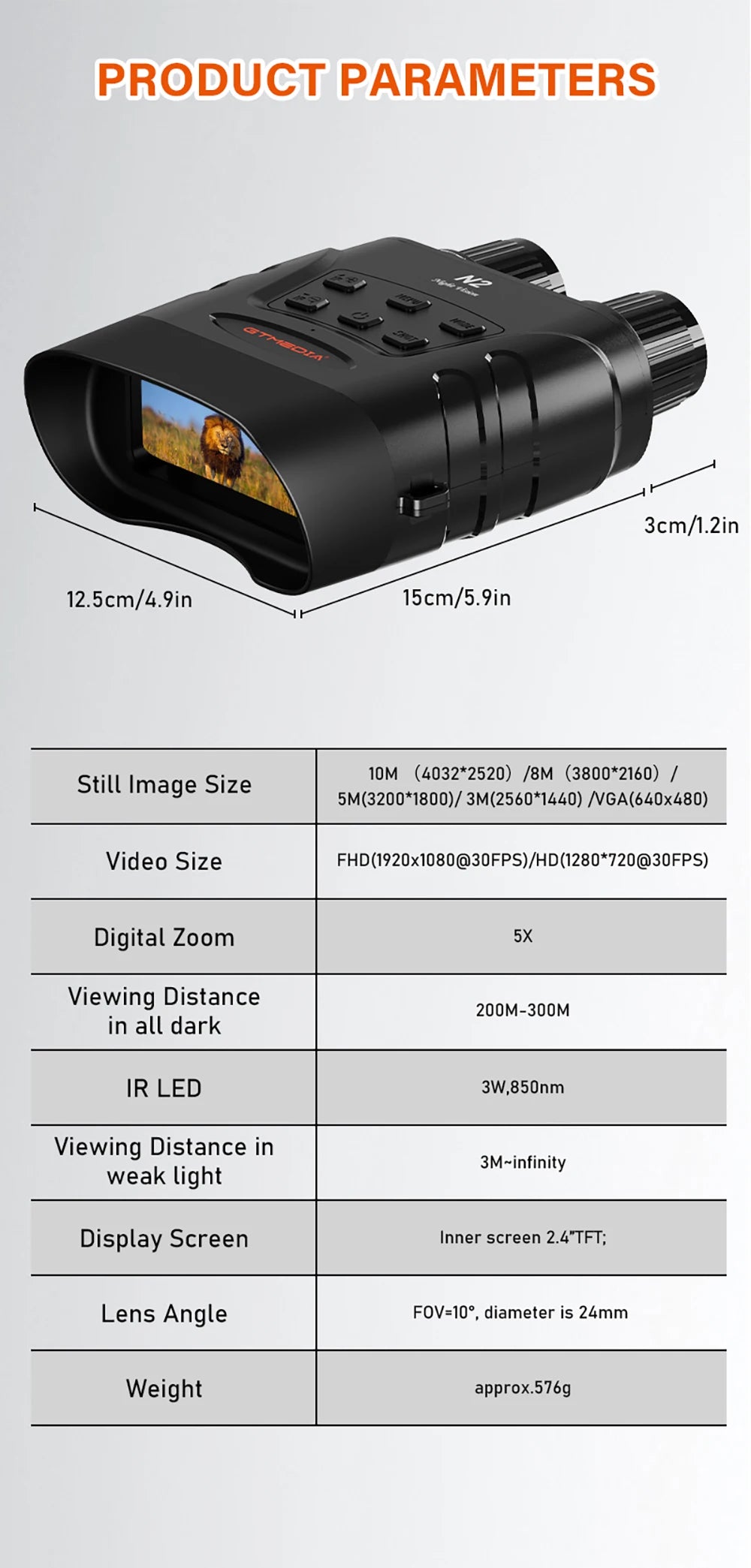 GTMEDIA N2 Night Vision Binoculars with 5X Zoom and 1080P