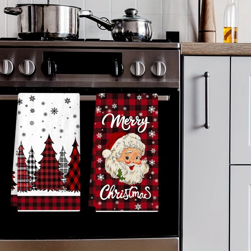 2pcs Christmas Kitchen Towels Merry Christmas Party Decoration 2025 Xmas Santa Claus Dish Towel Navidad Natal New Year Gift 2026 
