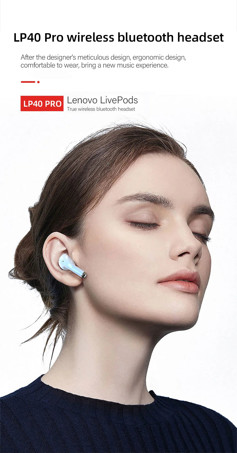 Lenovo LP40 Pro Wireless Earbuds Bluetooth 5.3 Low Latency