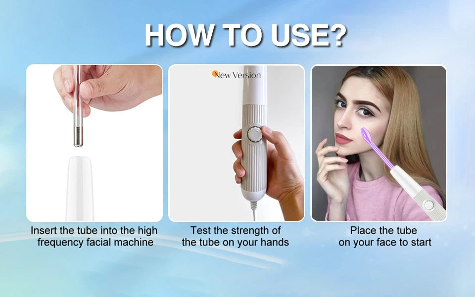 Darsonval New High Frequency Facial Machine Skin Therapy With 6 Neon & Argon Wands Remove Wrinkles Acne Facial Therapy Wand 