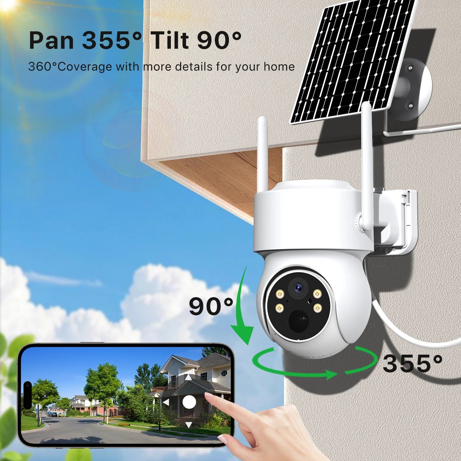 WiFi PTZ Camera Outdoor Wireless 10X Zoom Solar IP Camera 4MP Built-in Battery Video Surveillance Camera Long Time Standby iCsee 