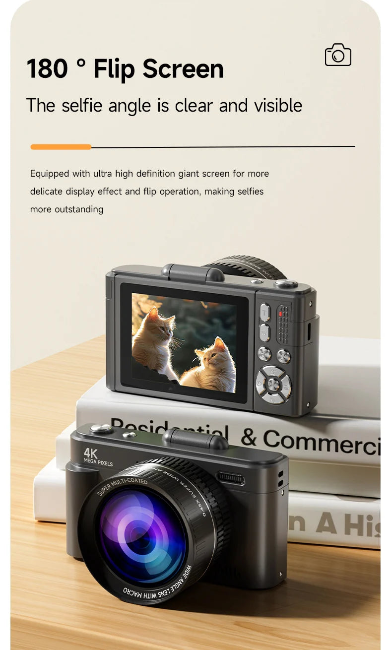 4K 64MP Retro kompaktný digitálny fotoaparát s 18-násobným priblížením
