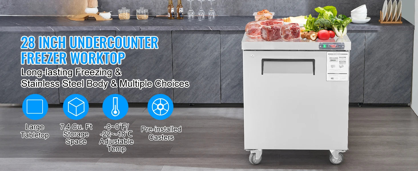 Commercial Frozen Prep Table 7.4 Cu. Ft Stainless Steel