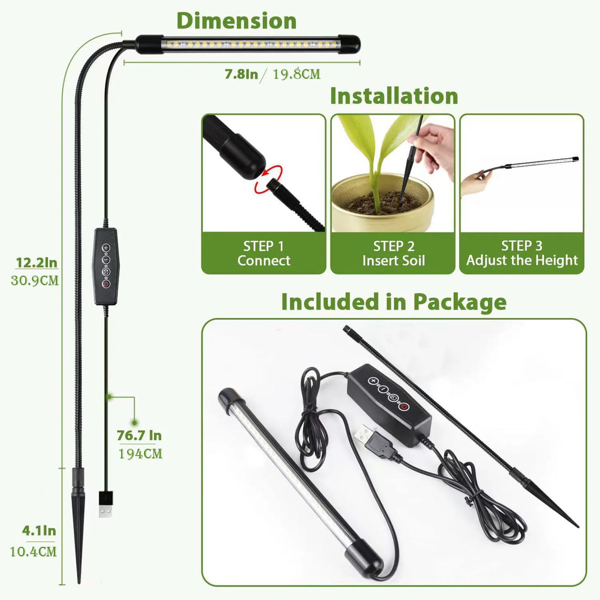 USB LED Grow Light with Timer and Adjustable Brightness