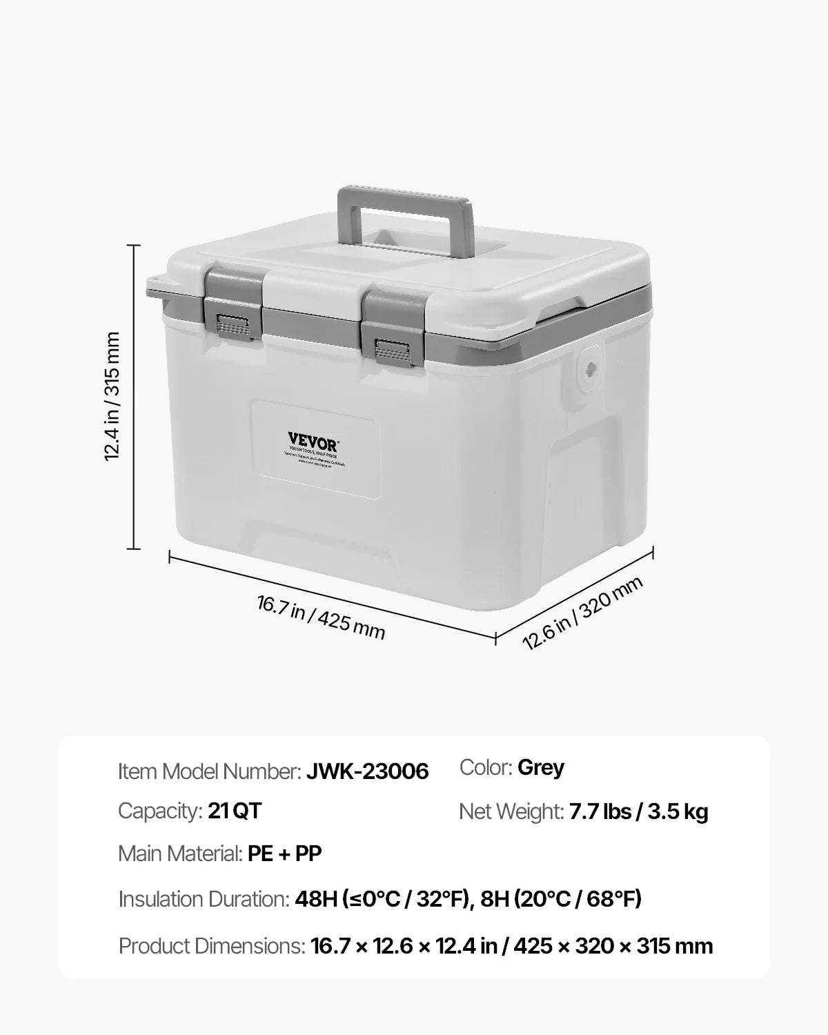 Portable Hard Cooler with Ice Retention, Heavy-Duty Handles and Cup Holder