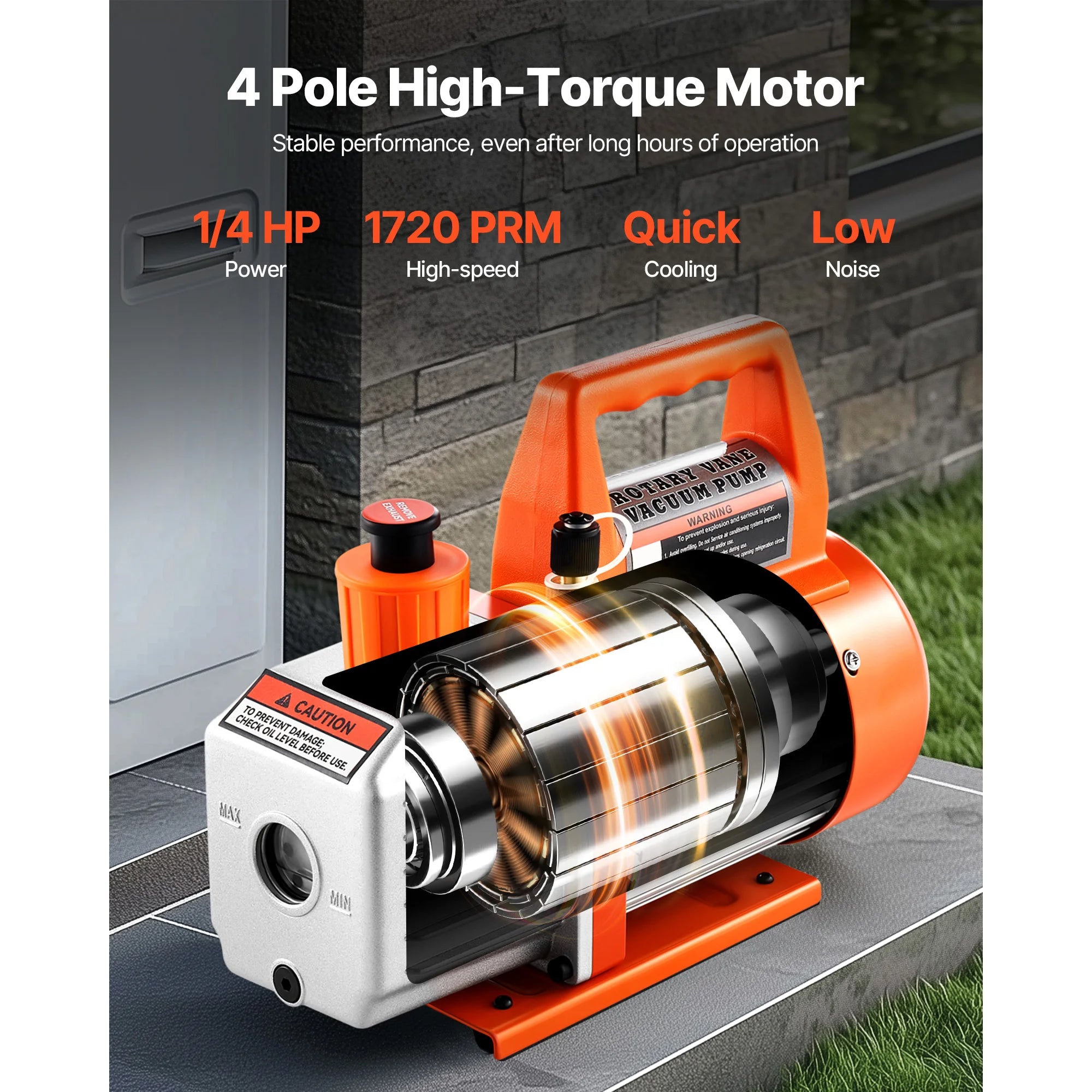 3.5 CFM HVAC Vacuum Pump 1/4 HP with Oil for AC Service
