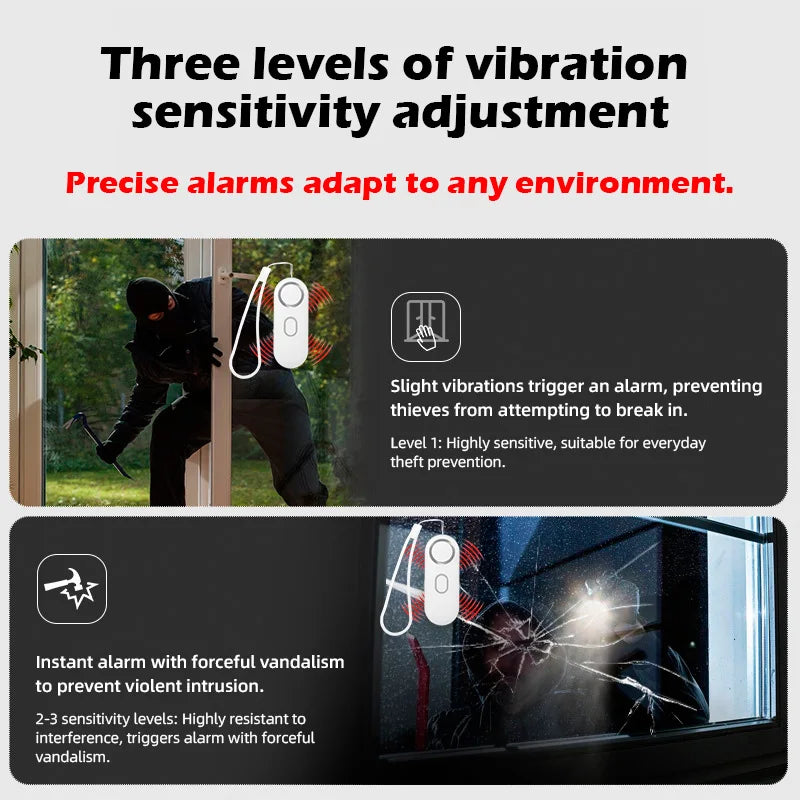 110dB Loud Vibration Detector Alarm for Door and Window