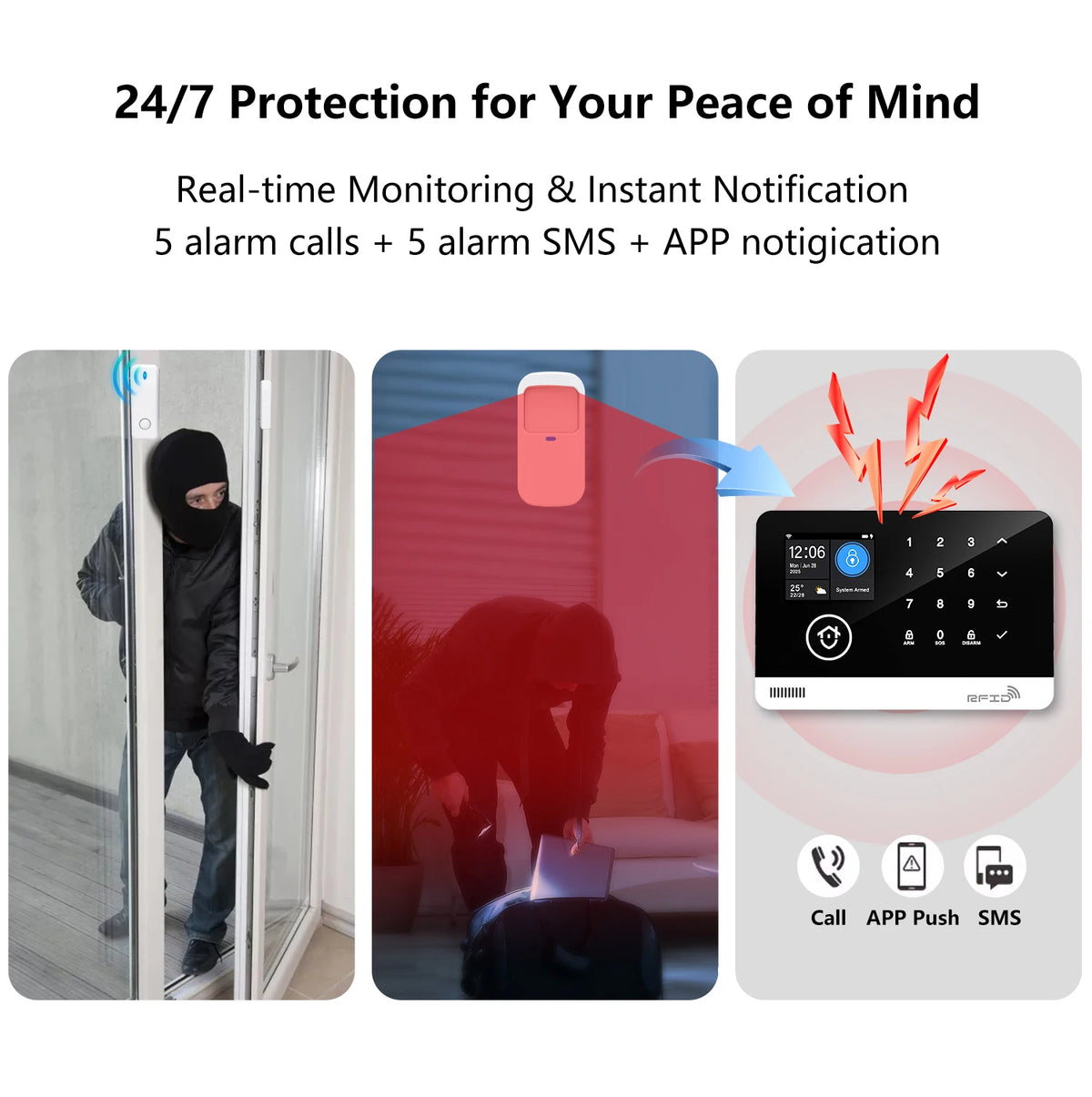 Tugard Smart Home Security Alarm System Kit Wireless 120dB Siren Motion Sensor with WiFi GSM Tuya App Alexa Google Assistant Remote Control