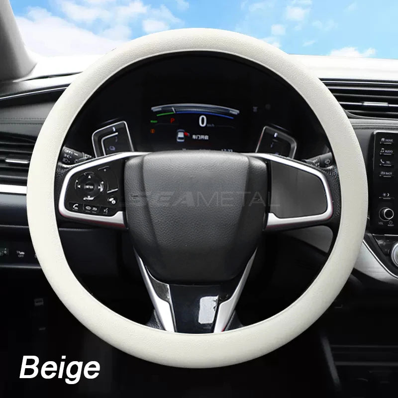 SEAMETAL Silica Gel Steering Wheel Cover Full Surrounded Elastic Car Steer Wheel Protector Anti Slip Universal for 33cm-40cm