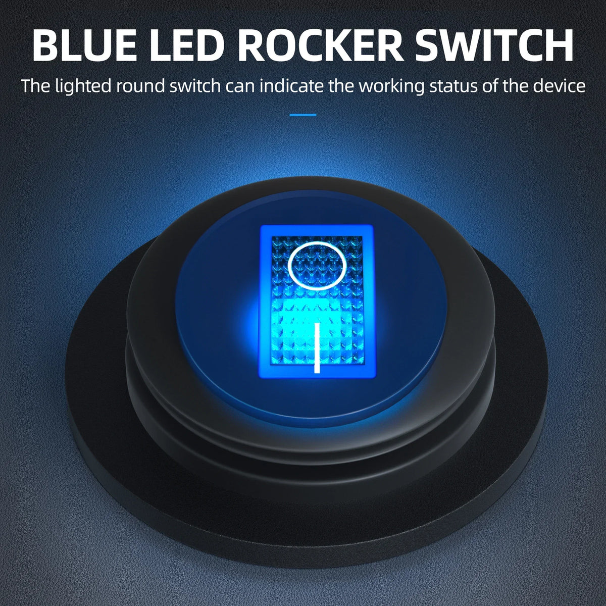 12V Illuminated Round Rocker Switches, 5 Pieces