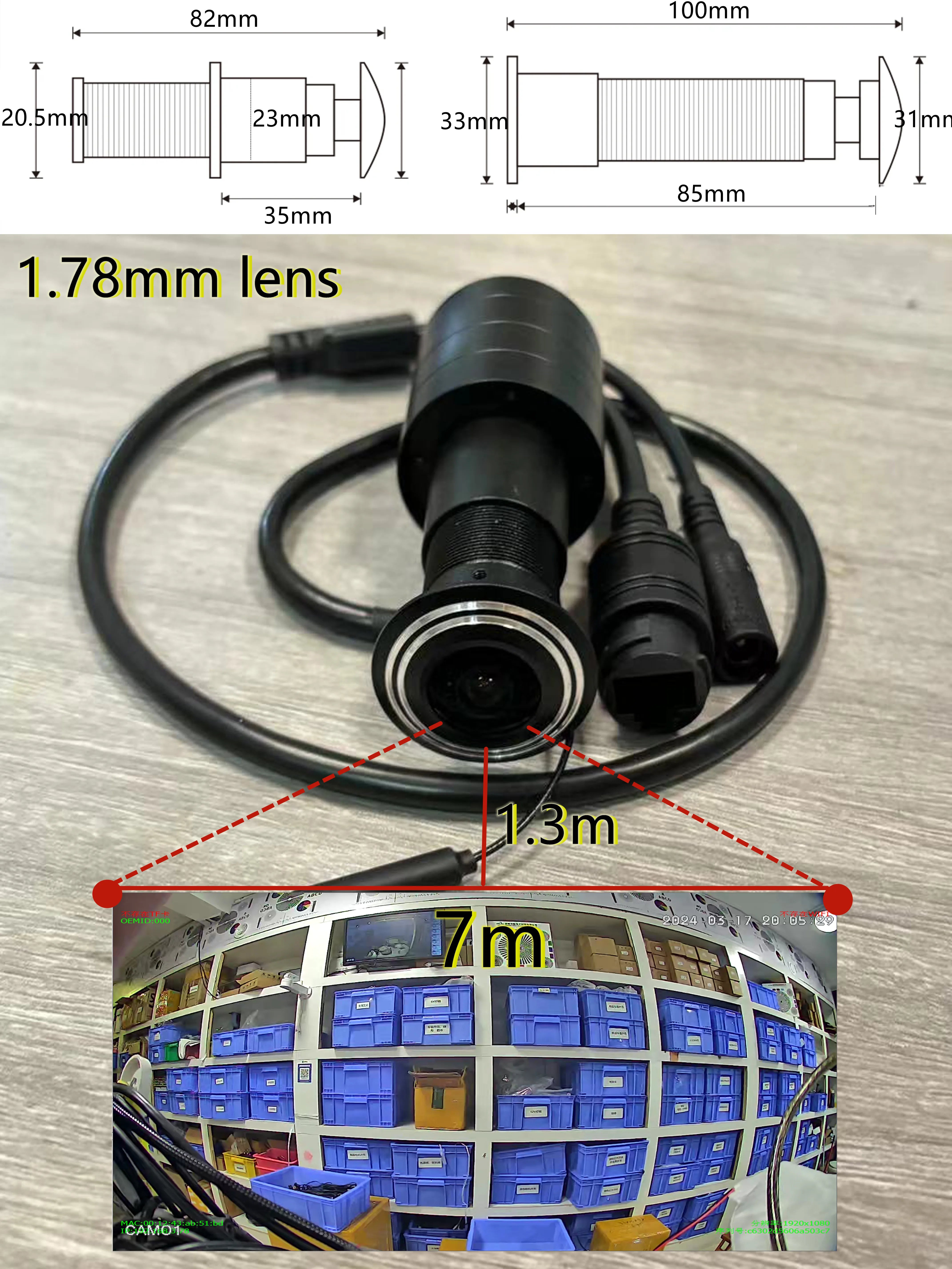 1080P Wide-Angle Peephole Security Camera with Motion Detection
