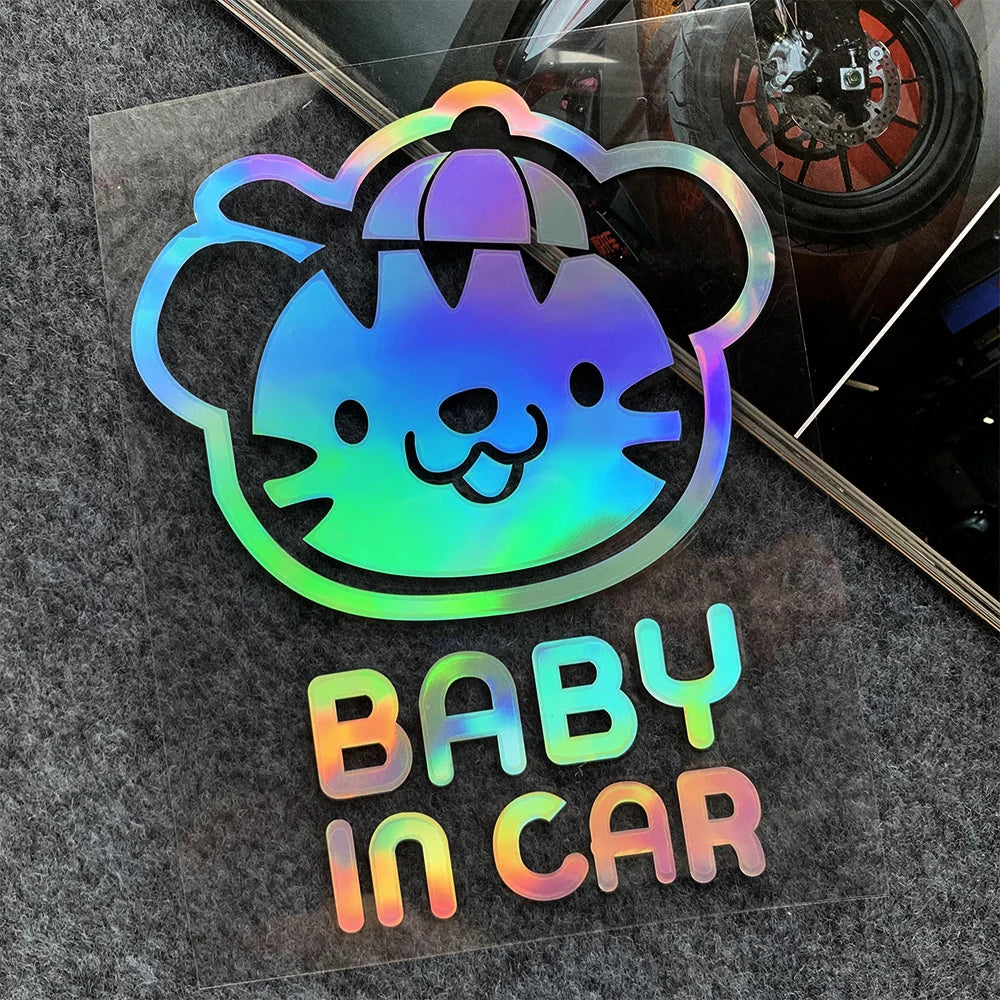 Αυτοκόλλητο Baby in Car με αντανακλαστικό ή ουράνιο τόξο – Σχέδια επιλογών